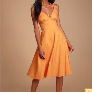 Orange Lulu midi summer dress